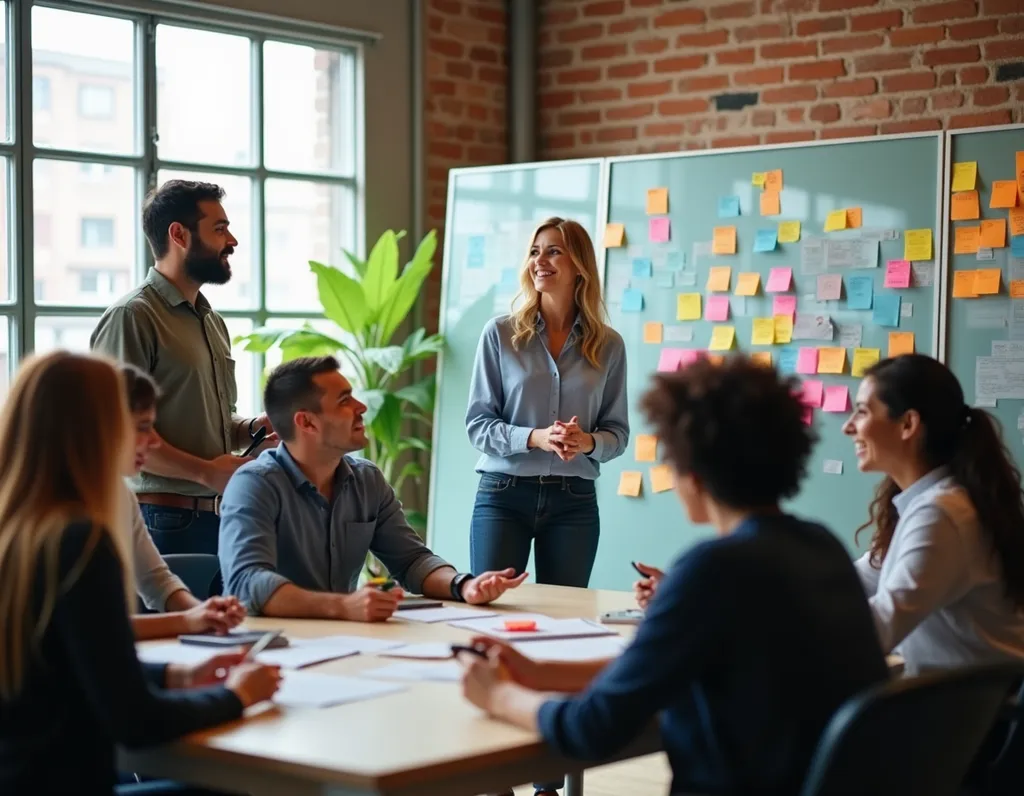 Diverse Team Brainstorming Session - AI generated Business & Marketing image (team, brainstorming, business)