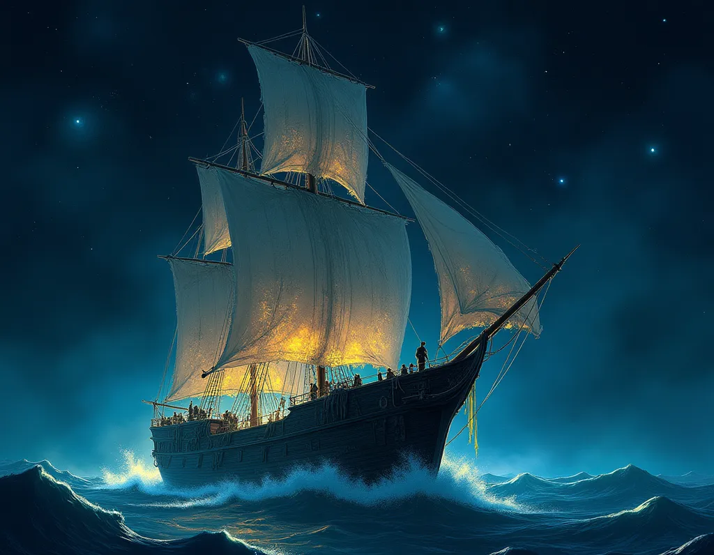 Ghost Ship Sailing Through Stars - AI generated Fantasy & Sci-Fi image (ghost ship, space, fantasy)