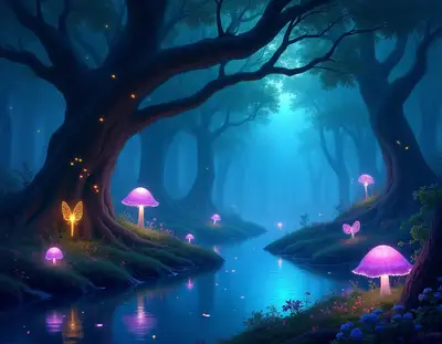 Enchanted Bioluminescent Forest