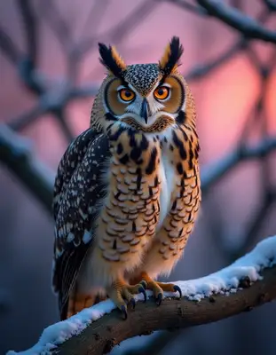 Great Horned Owl Twilight Portrait