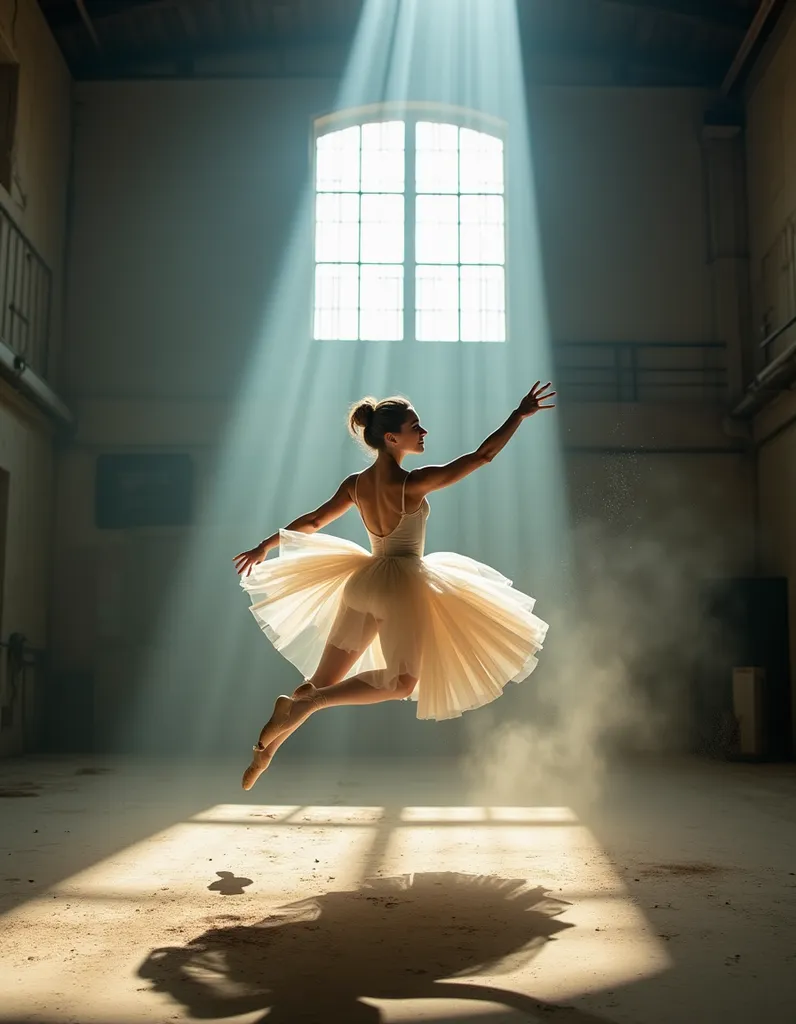 Ballet Dancer in Abandoned Warehouse - AI generated People & Portraits image (ballet, dancer, fine art)