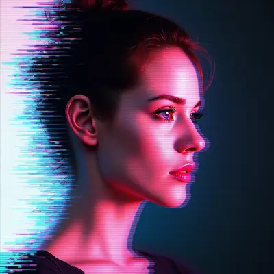 Digital Glitch Art Portrait