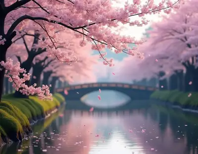Cherry Blossoms Along Kyoto Canal
