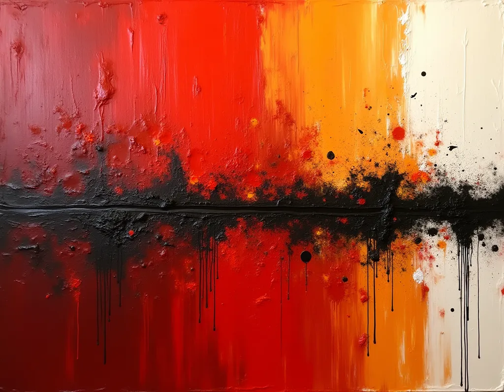Abstract Expressionist Red Canvas - AI generated Abstract & Artistic image (abstract expressionism, painting, impasto)
