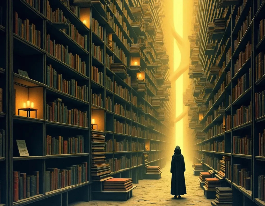 Interdimensional Library Between Worlds - AI generated Fantasy & Sci-Fi image (library, interdimensional, fantasy)