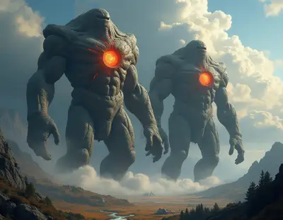 Stone Titans Awakening Mountains