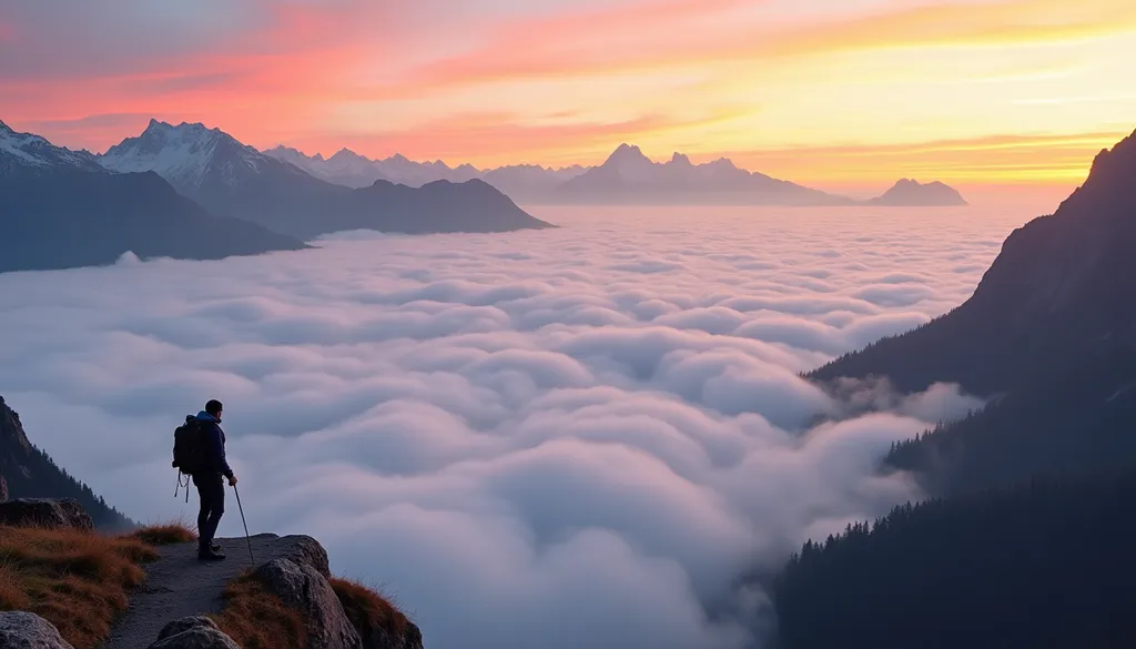 Cloud Sea Swiss Alps Sunrise - AI generated Nature & Landscapes image (alps, clouds, sunrise)