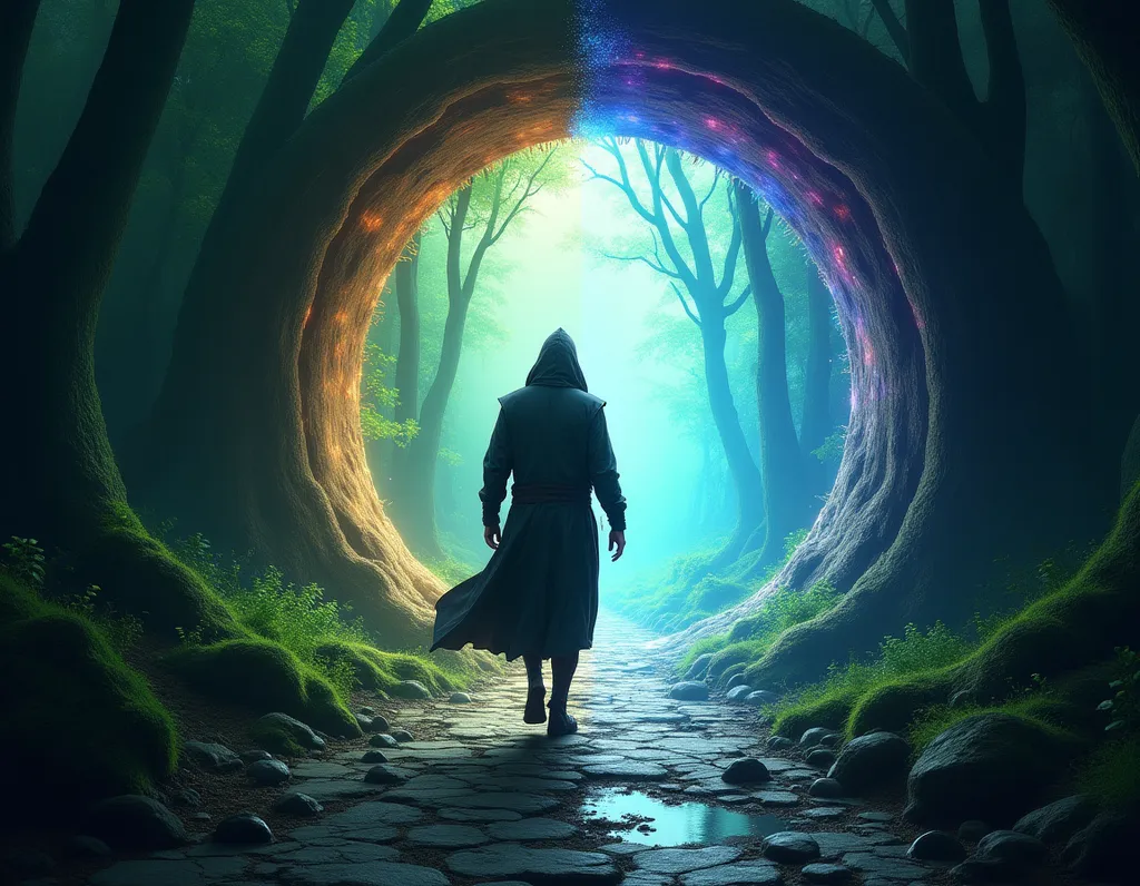 Portal Between Two Worlds - AI generated Fantasy & Sci-Fi image (portal, fantasy, sci-fi)