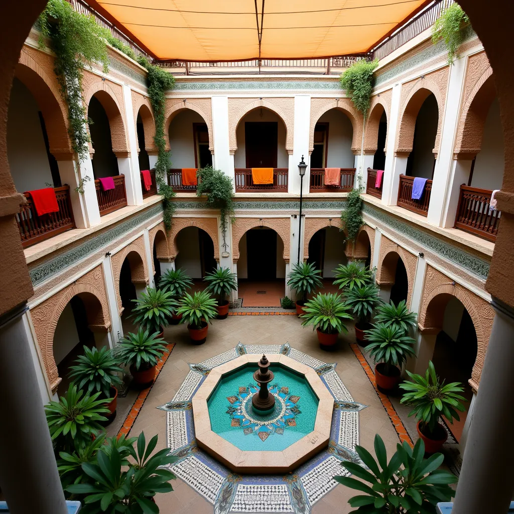 Moroccan Riad Courtyard Above - AI generated Architecture & Interiors image (moroccan, riad, courtyard)