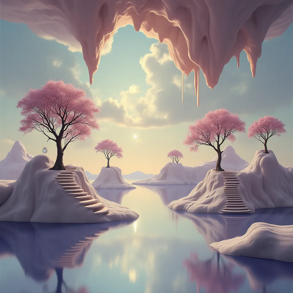 Surrealist Gravity-Defying Landscape - AI generated Abstract & Artistic image (surrealism, abstract, escher)