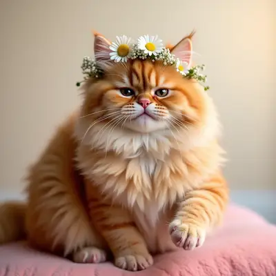 Persian Cat with Flower Crown