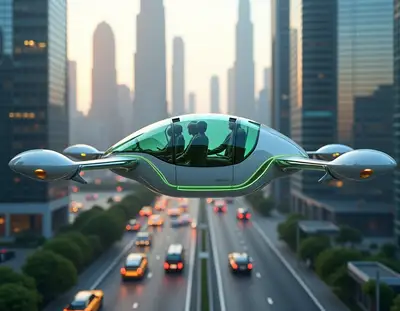 Flying Taxi Over Future City
