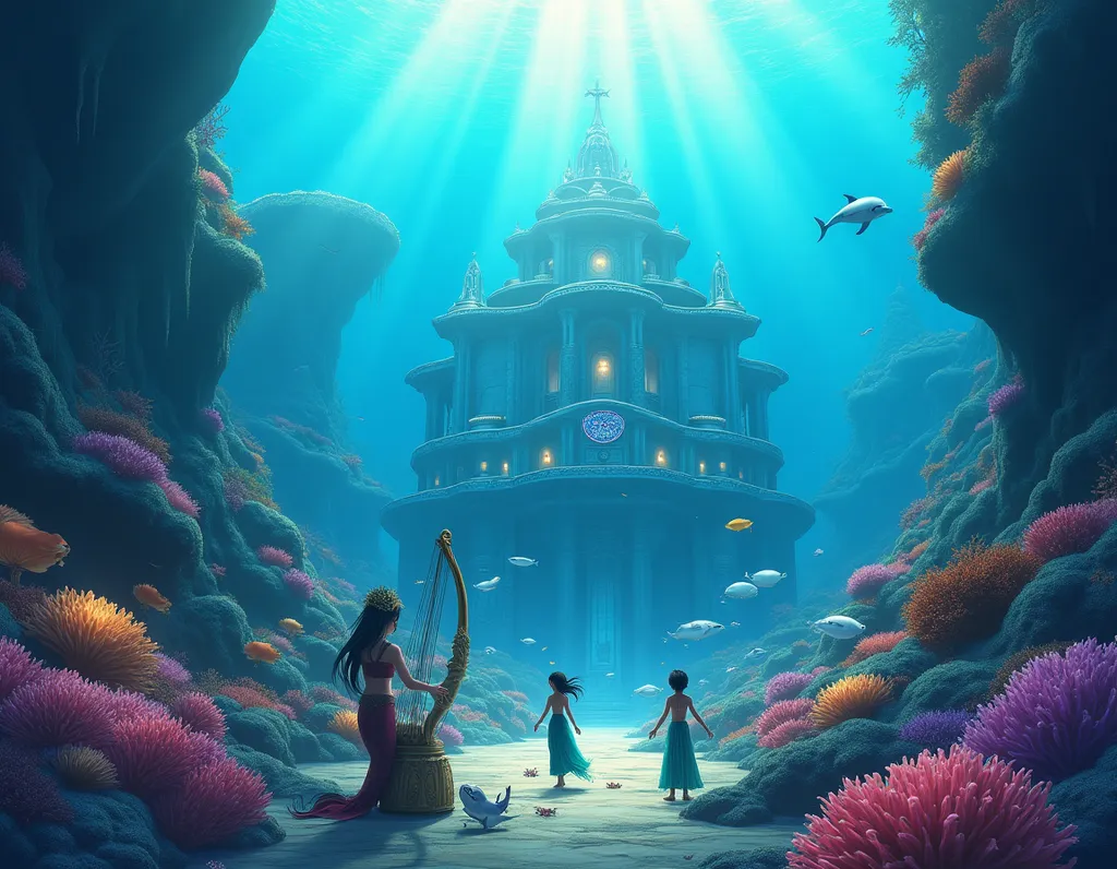 Anime Underwater Mermaid Kingdom - AI generated Anime & Cartoon image (anime, mermaid, underwater)