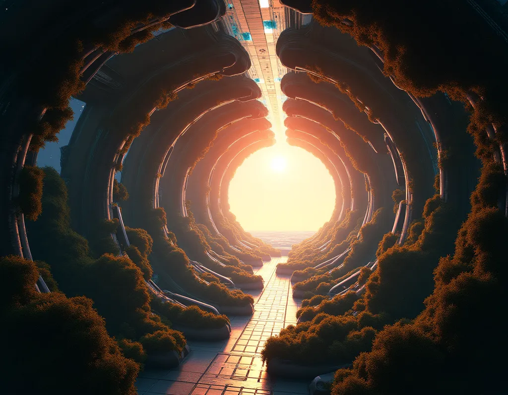 Generation Starship Interior City - AI generated Fantasy & Sci-Fi image (spaceship, sci-fi, generation ship)