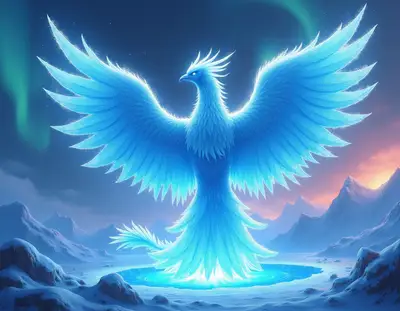 Ice Phoenix Rebirth Frozen Volcano