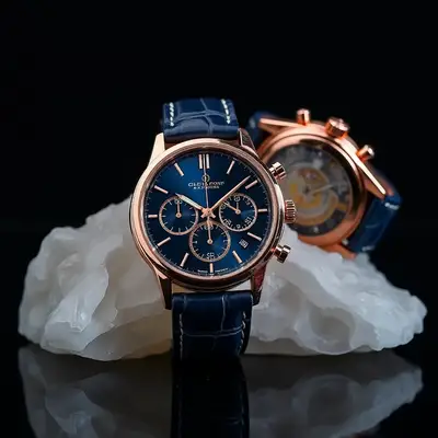 Luxury Watch Ad on Crystal Stone
