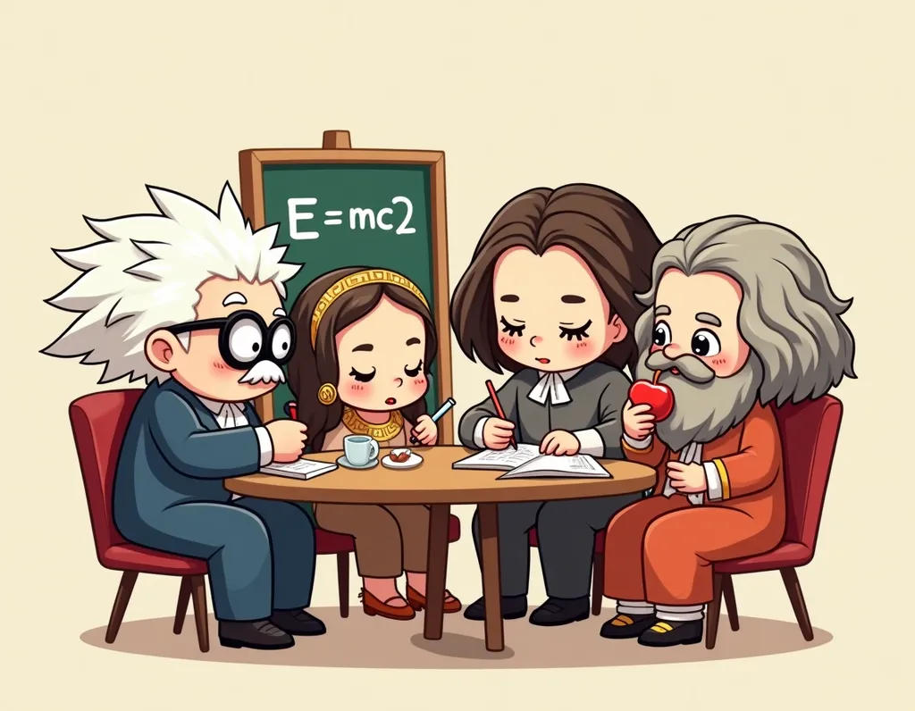 Chibi Historical Figures Study Group - AI generated Anime & Cartoon image (chibi, historical, cute)