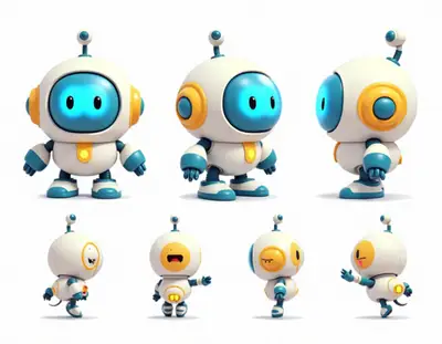 Cute Robot Mascot Character Sheet