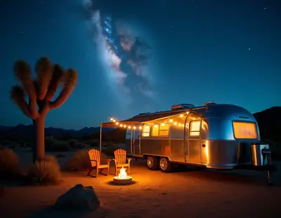 Airstream Under Milky Way Stars