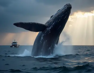 Humpback Whale Breaching Ocean