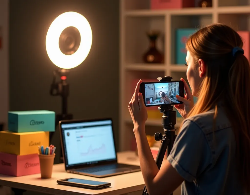 Content Creator Home Studio - AI generated Business & Marketing image (content creator, social media, influencer)