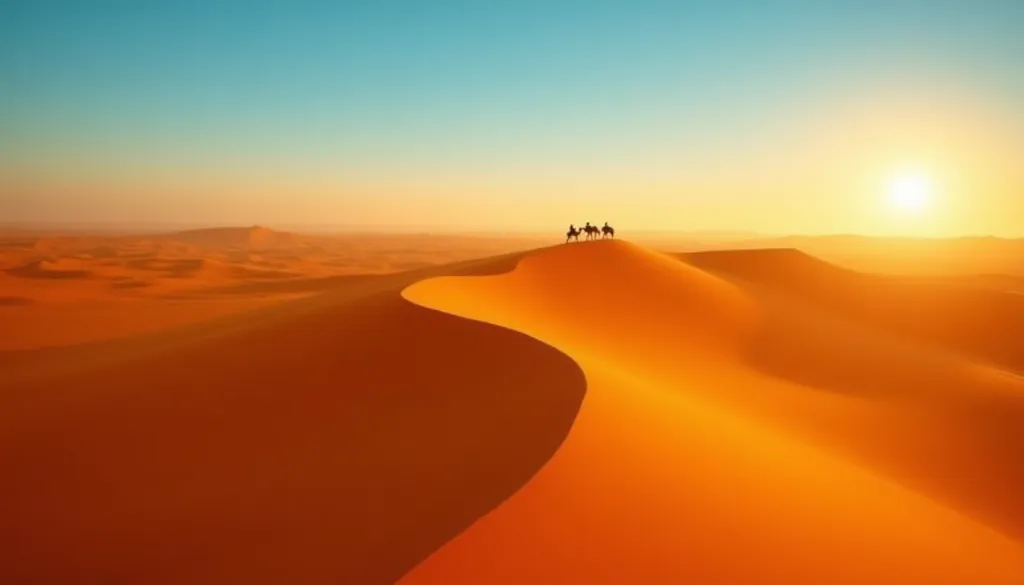 Sahara Desert Dunes at Sunrise - AI generated Nature & Landscapes image (sahara, desert, dunes)