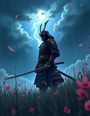 Samurai in Thunderstorm