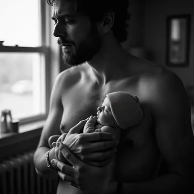 Father Holding Newborn First Hours