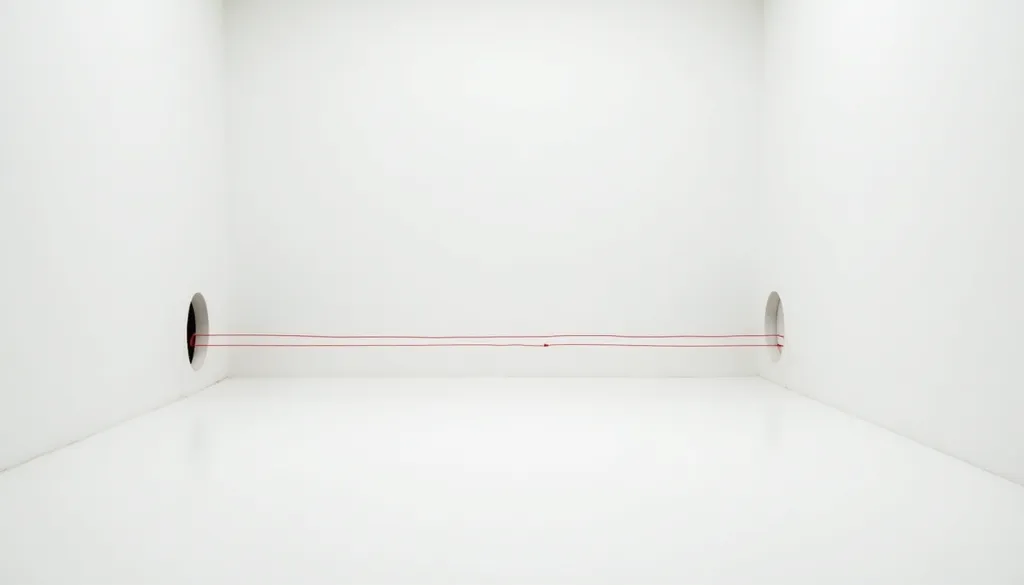 Red Thread Installation Gallery - AI generated Abstract & Artistic image (installation art, minimalist, conceptual)
