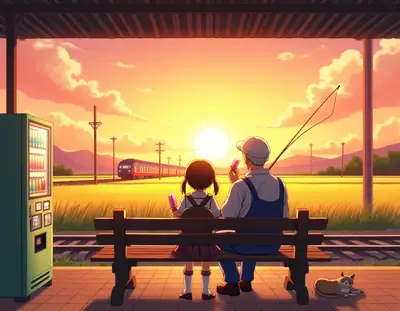 Anime Countryside Station Sunset