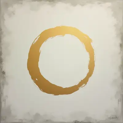 Golden Enso Circle on Concrete