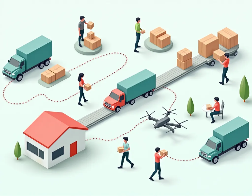 E-Commerce Fulfillment Journey Isometric - AI generated Business & Marketing image (ecommerce, isometric, infographic)